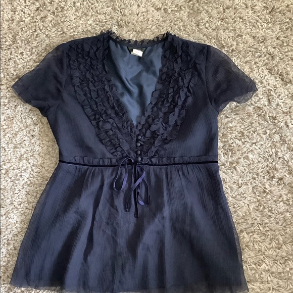 Rare J.Crew navy 100% silk blouse - Picture 3 of 8
